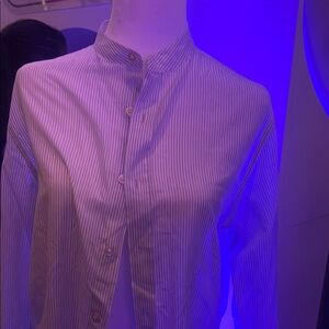 Banana Republic White Blouse with Mandarin Collar